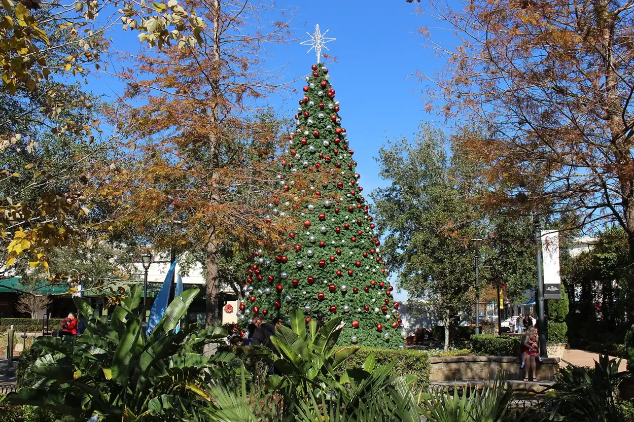 A decorated Christmas tree among the shops at St. Johns Town Center on Jacksonville's Southside.