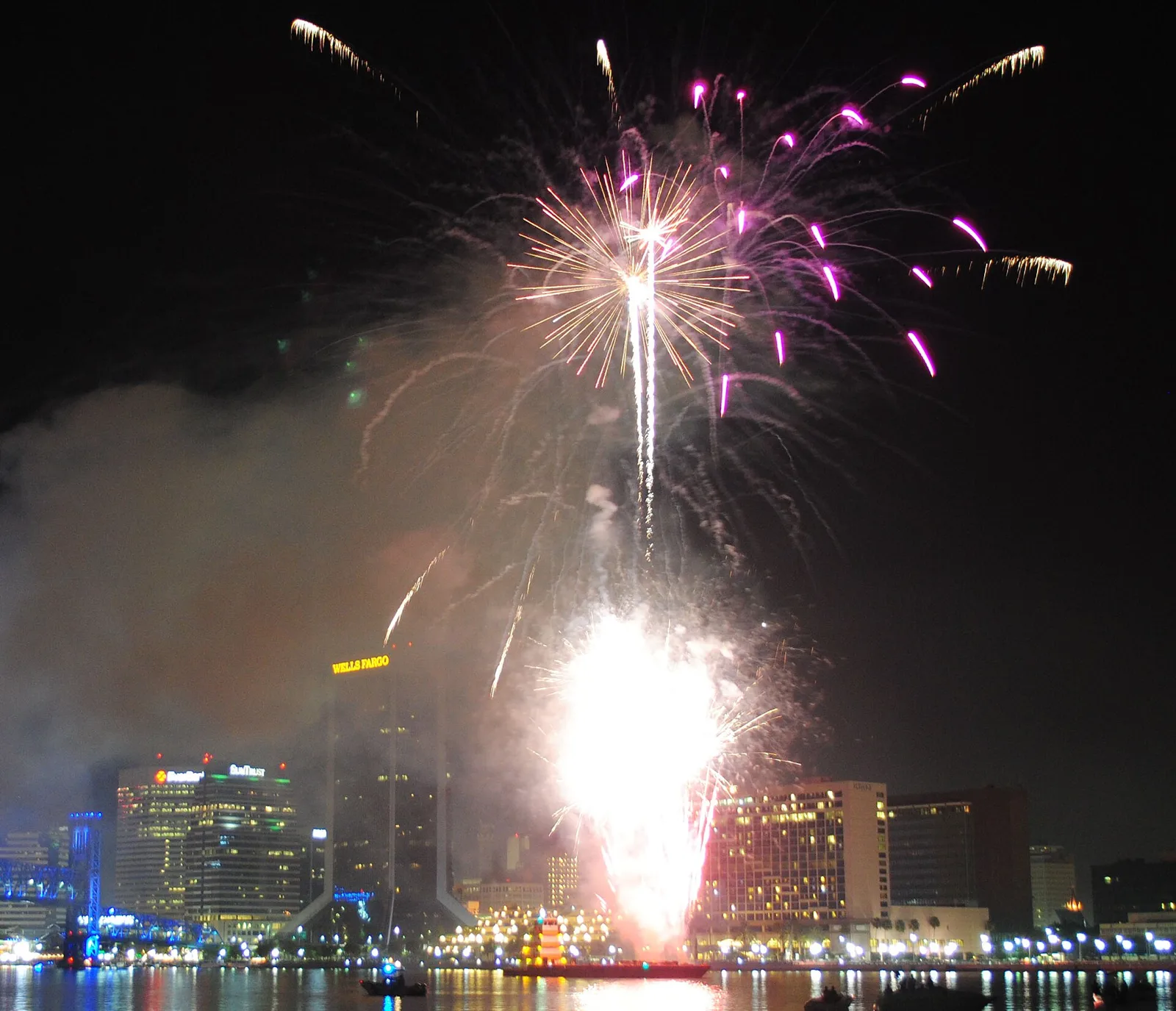 Fourth of July fireworks over the St. Johns River in downtown Jacksonville.