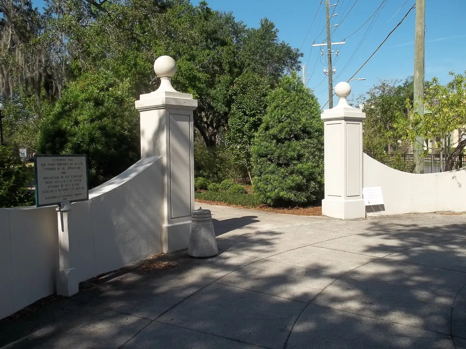 An entrance gate to Memorial Park, the riverfront park on Riverside Avenue in Riverside, Jacksonville