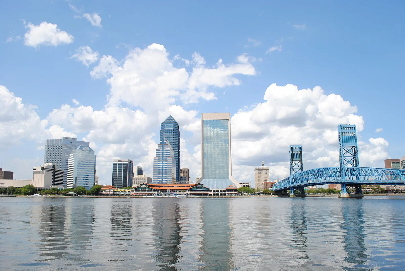Downtown Jacksonville and the Main Street Bridge seen across the St. Johns River.