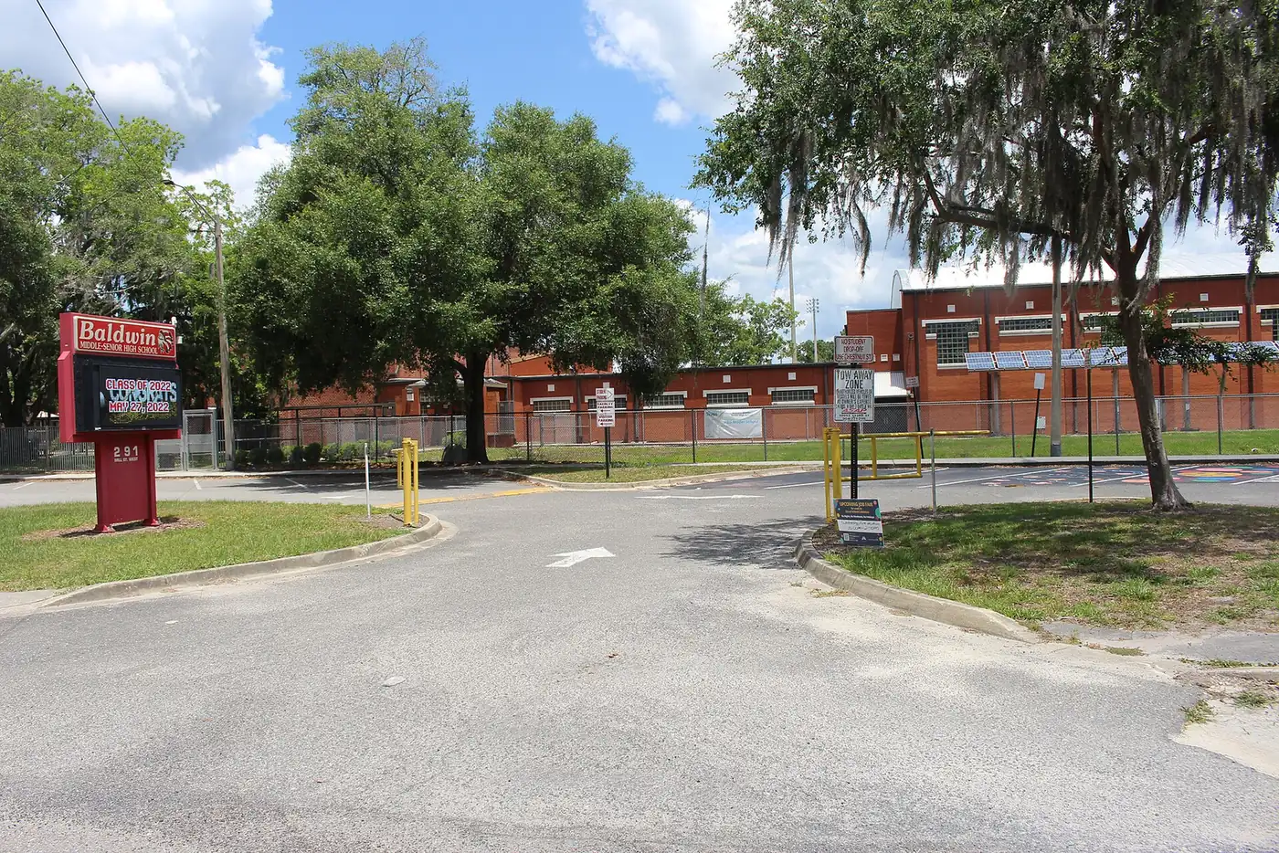 Baldwin Middle-Senior High School on West Mill Street in the town of Baldwin, Duval County