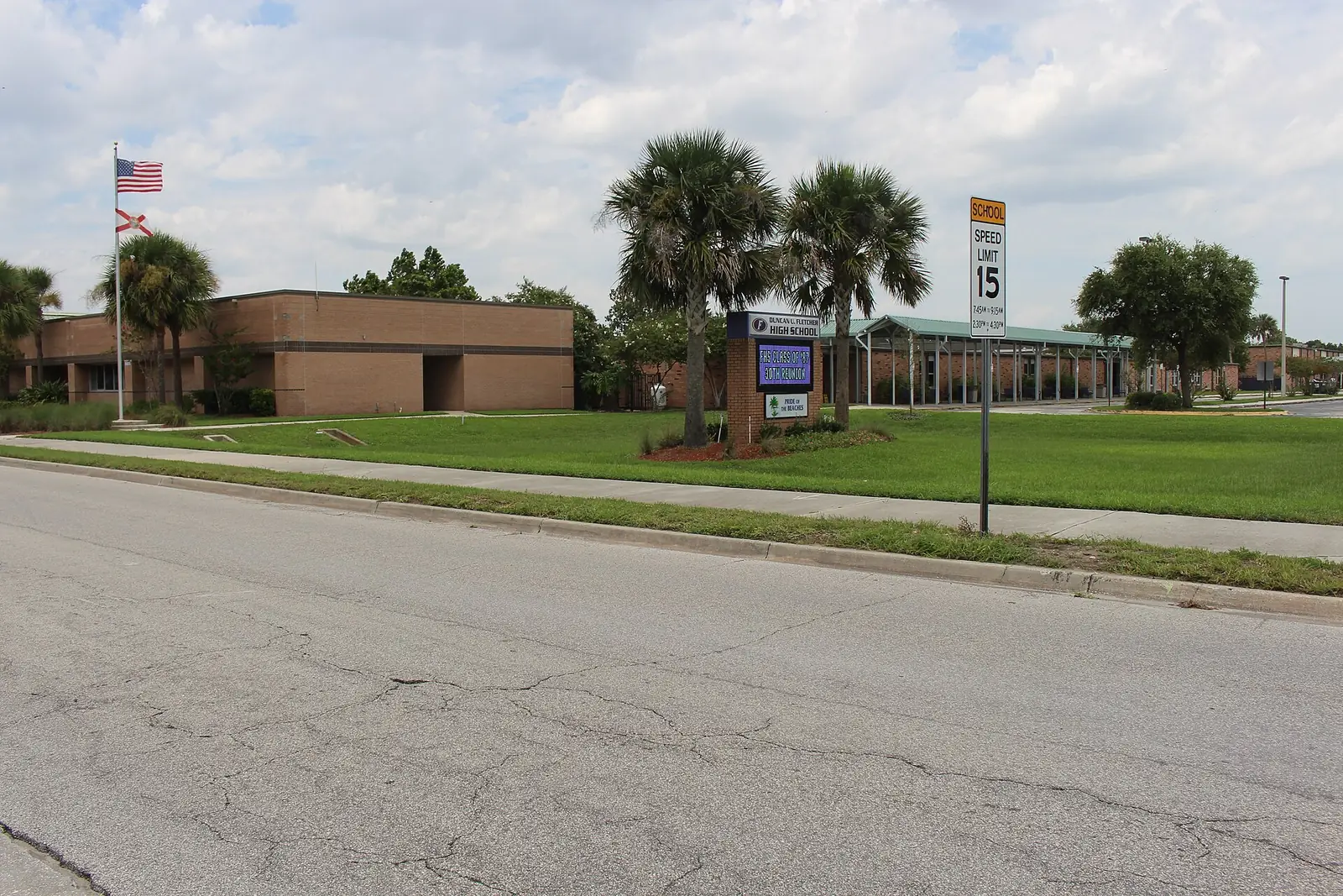 The front of Duncan U. Fletcher High School on Seagate Avenue in Neptune Beach